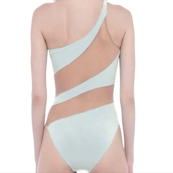 nwt NORMA KAMALI Snake Mesh Seafoam One Piece XXS Pastel Mint Green Swimsuit new - Picture 4 of 13